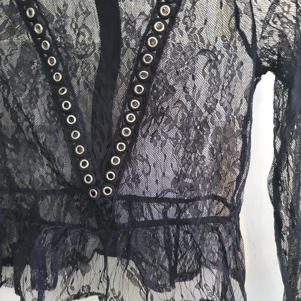 Sheer lace black top - Picture 10 of 14